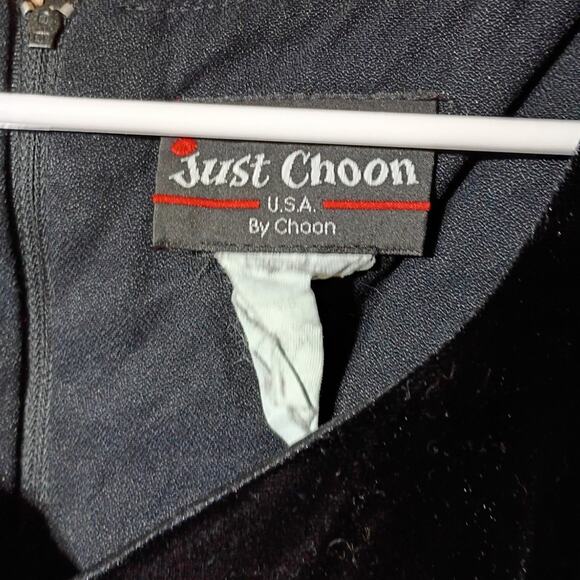 Vintage Just Choon Velvet Empire Waist Maxi Dress Black Ribbon Detail XS 90s - Picture 7 of 7